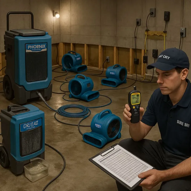 Structural Drying and Dehumidification process in Berwyn Heights, MD